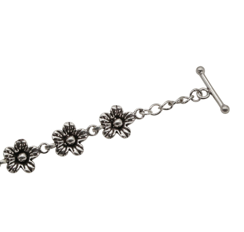Dainty Silver Flower Bracelet