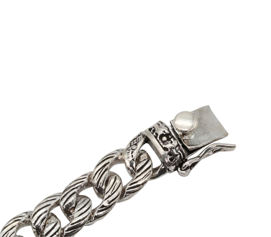 Oxidized Sterling Silver Rope Chain Link Bracelet for Men