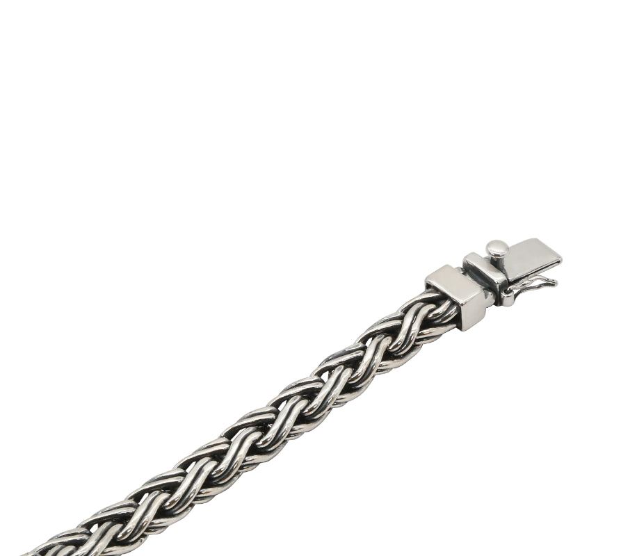 Braided Oxidized Silver Chain Bracelet