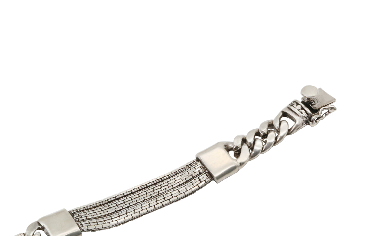 Mixed Texture Oxidized Silver Bracelet