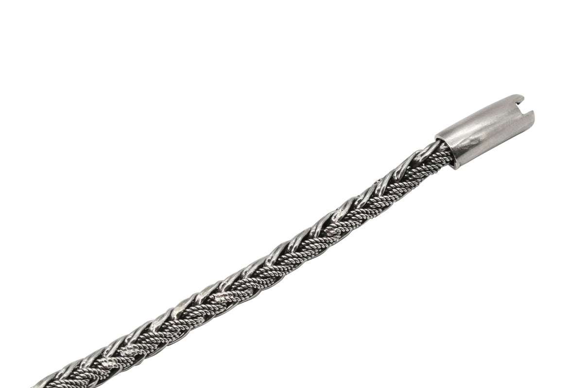 Oxidized Silver Braided Wire Cuff Bracelet