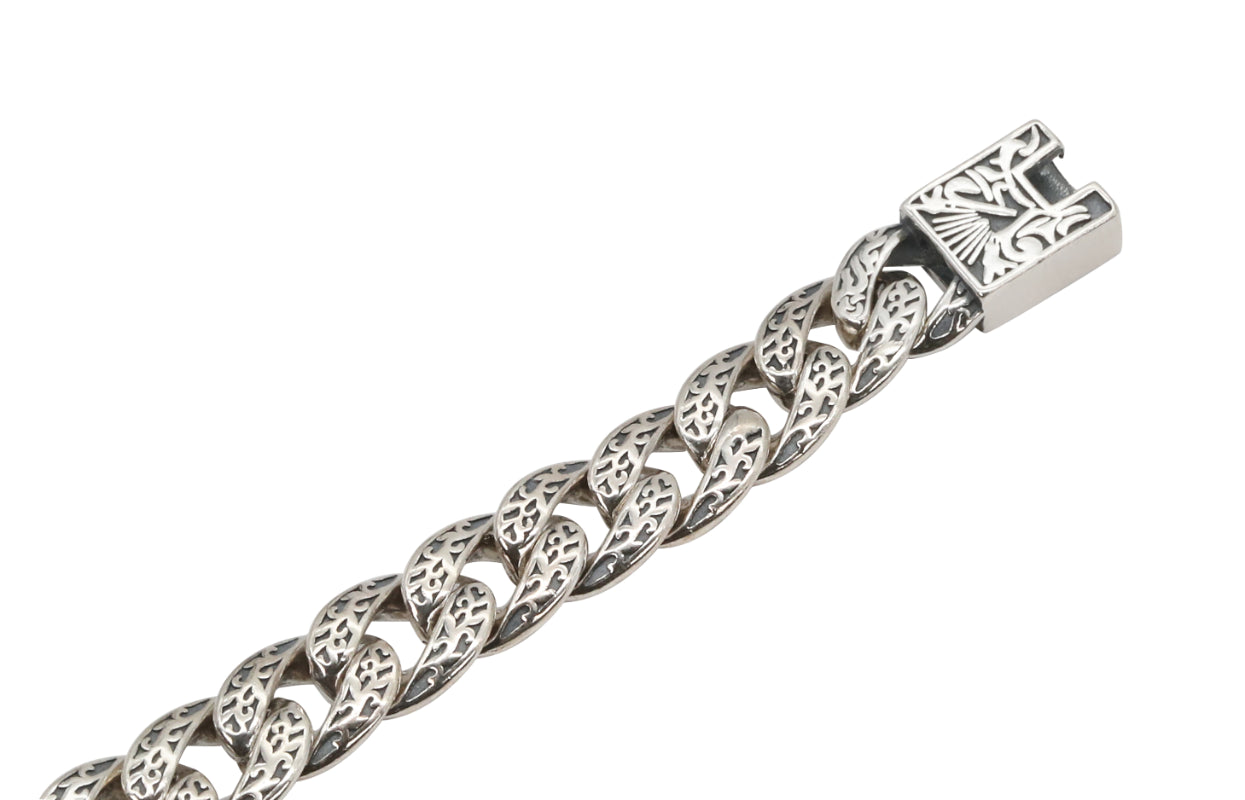 Regal Lion Head Oxidized Silver Chain Bracelet