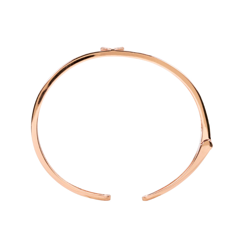 Elegant Rose toned CZ Accent Bangle with Pink Enamel