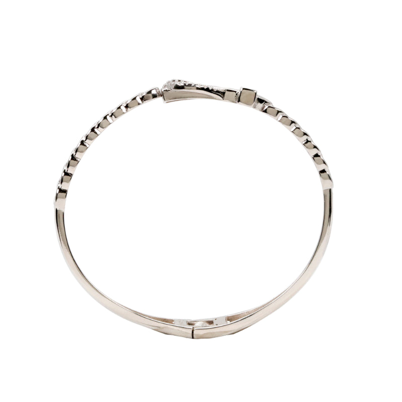Modern Pastel Accent CZ Silver Cuff Bangle