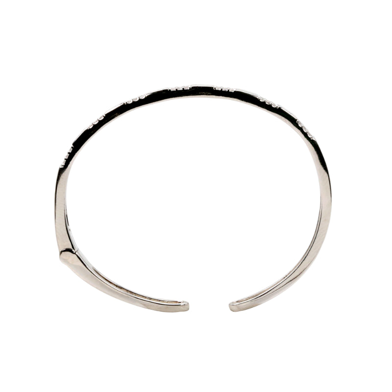 Rose-Plated Silver Bangle with White Enamel and CZ Accents