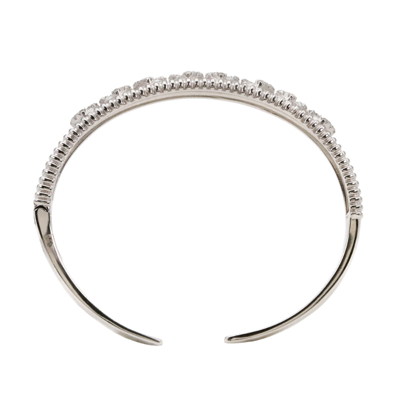 92.5 Hallmark Silver Ribbed Cuff Bracelet with Cubic Zirconia