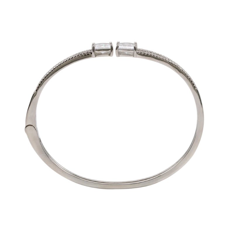 92.5 Hallmark Silver Double-Band Cubic Zirconia Bracelet