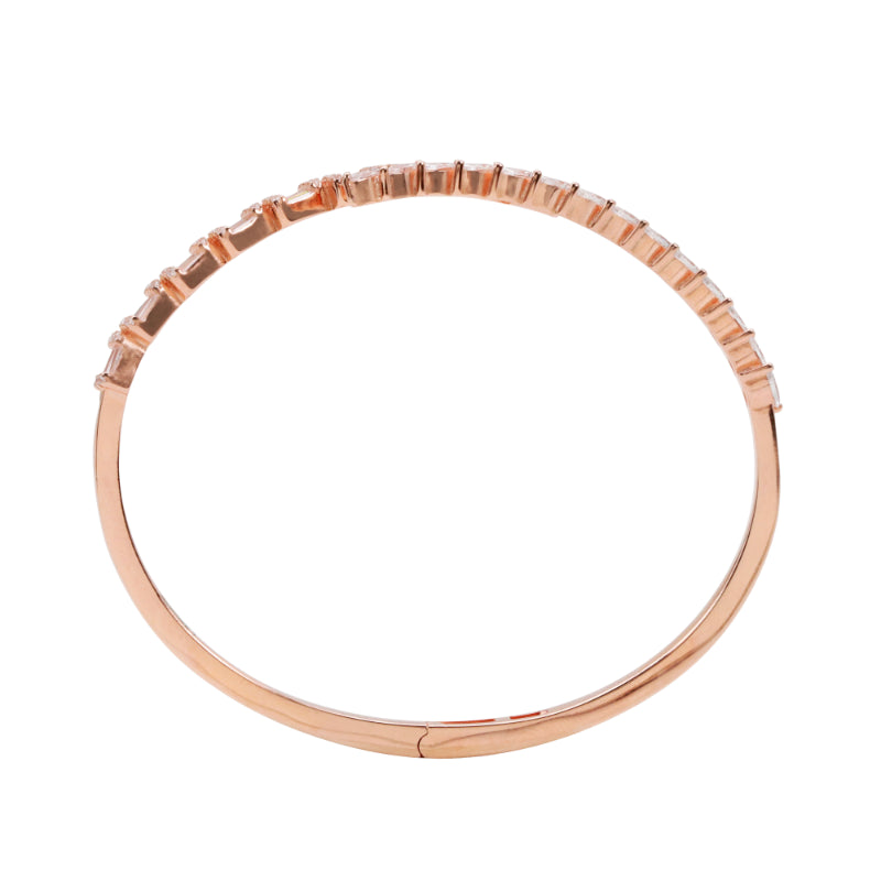 92.5 Hallmark Rose Polished Silver Cubic Zirconia Baguette Bracelet