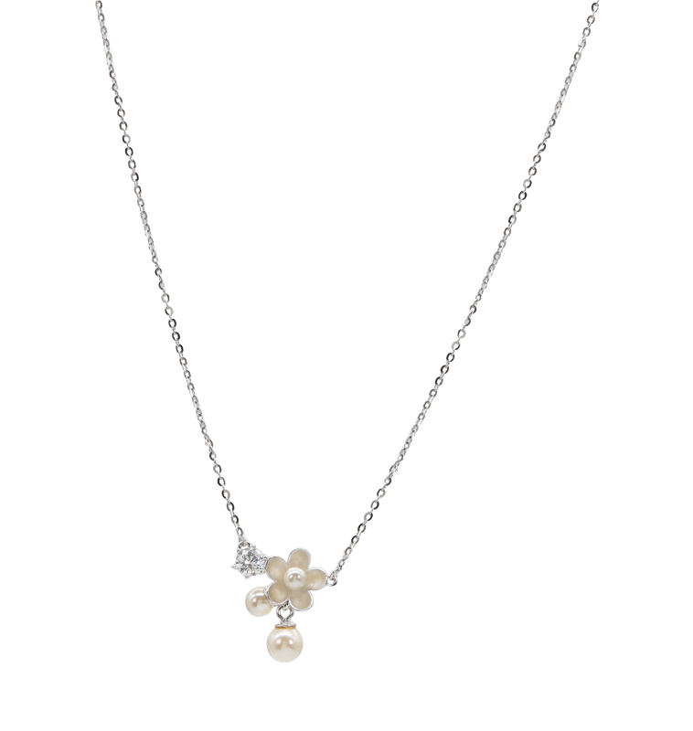 Graceful Pearl Blossom Chain Pendant