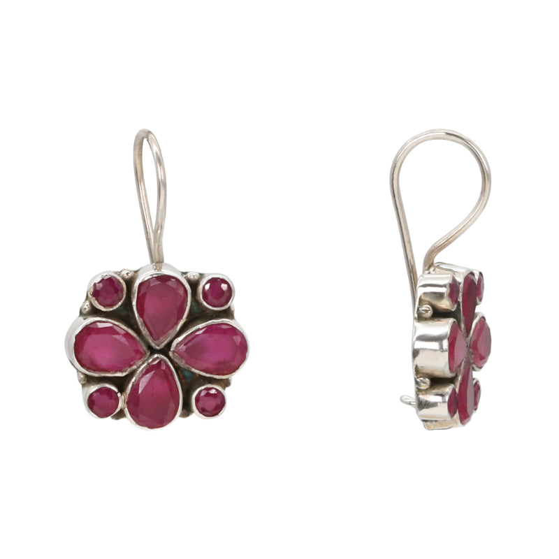 Ruby Bloom Silver Stud Drops