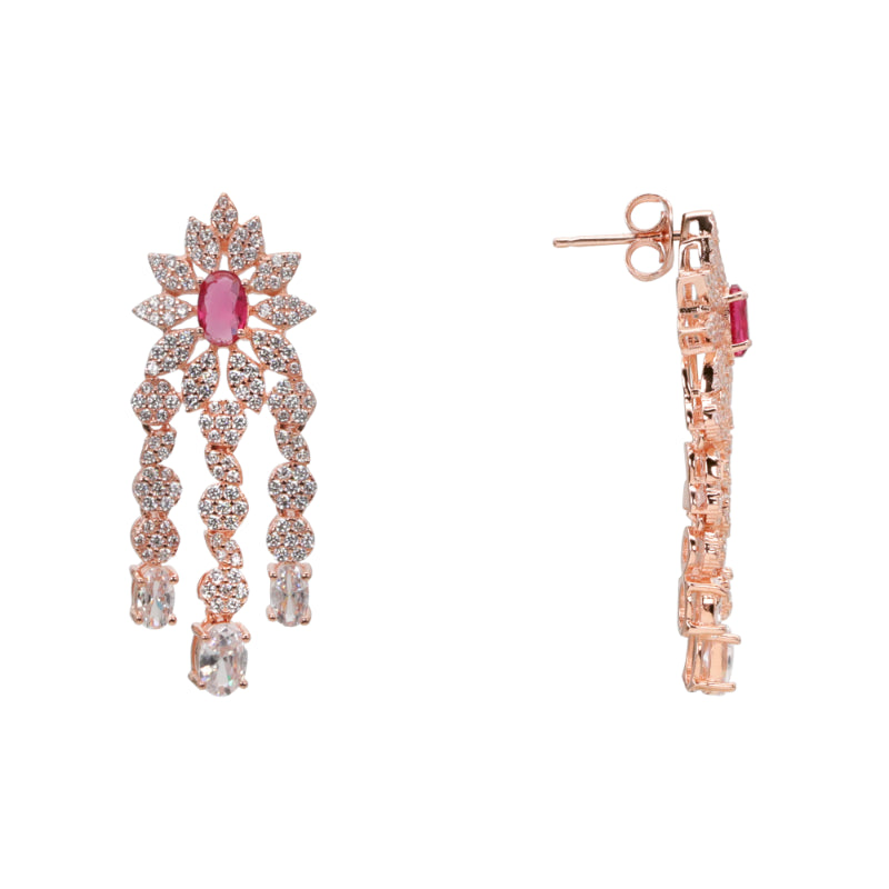 Rose Plated Sterling Silver Dangle Earrings