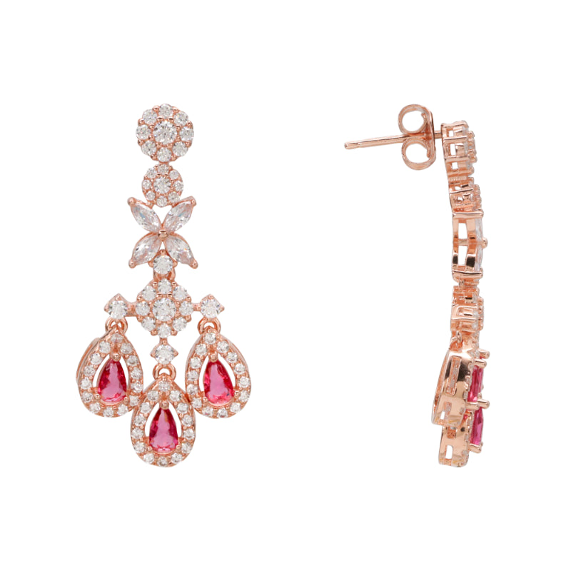 Rose Plated Sterling Silver Drop Earrings