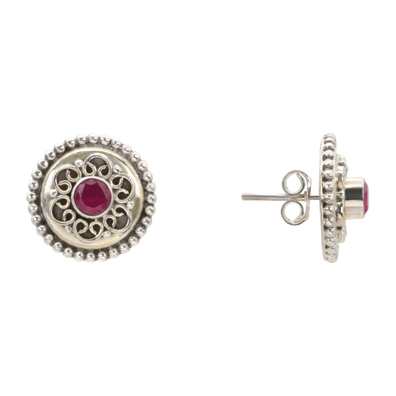 Maroon Medallion Earrings