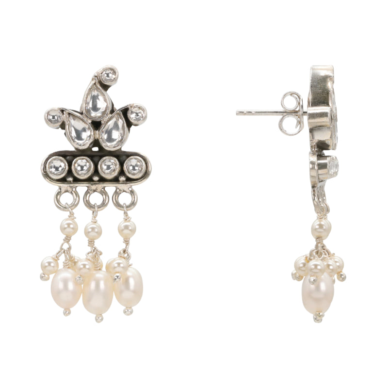 Regal CZ & Pearl Dangle Earrings