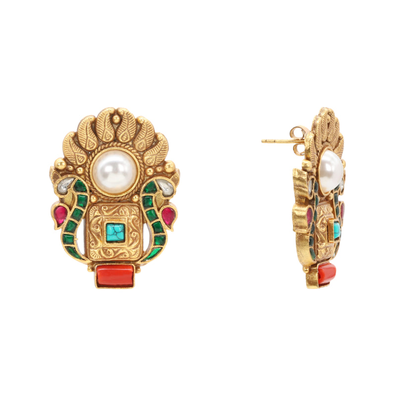 Ratna Kalash Moti Karnaphool Earrings
