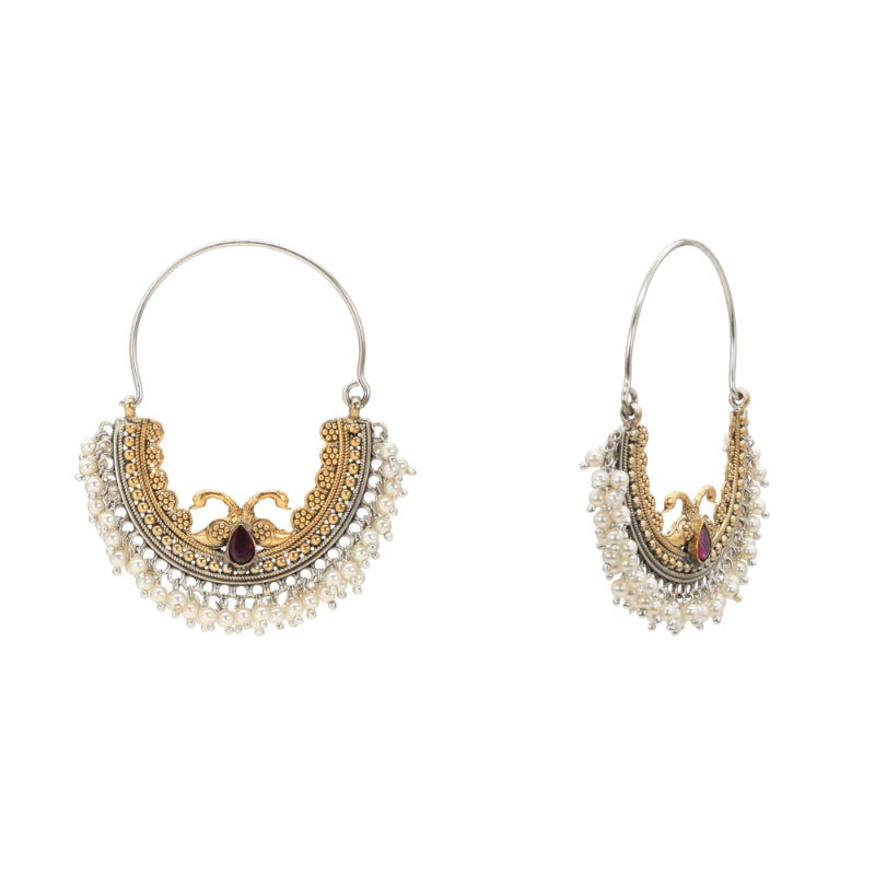 Mayur Mukut Moti Karnaphool Earrings