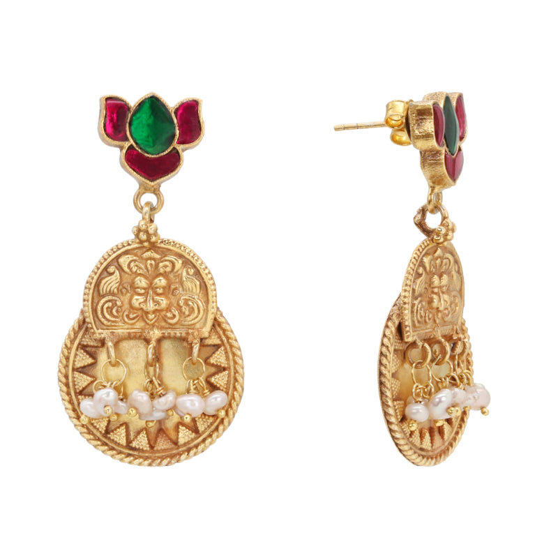 Deva Kamal Moti Jhumar Earrings