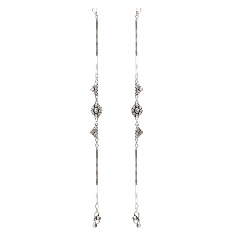 Silver Floral Cluster Anklets