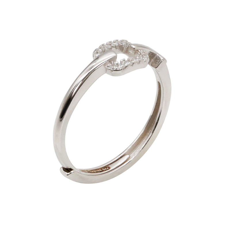 Silver & CZ Intertwined Heart Ring