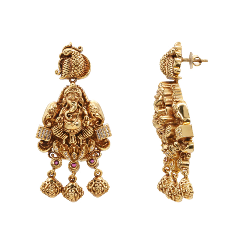 Gold-Plated Oxidized Silver Ganesha Necklace Set