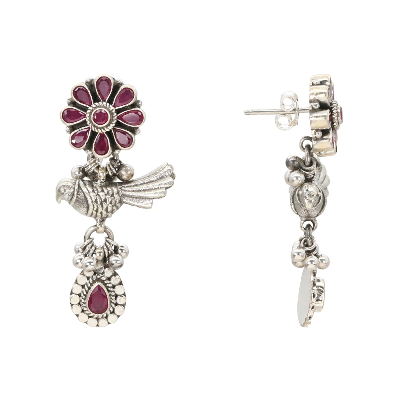 Ruby Teardrop Silver Pendant Necklace