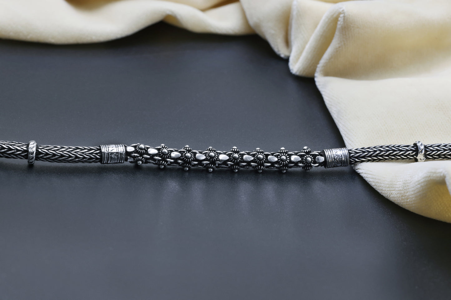 Vintage Bloom Antique Silver Men’s Bracelet