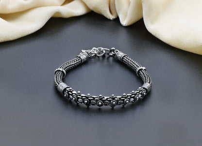 Vintage Bloom Antique Silver Men’s Bracelet