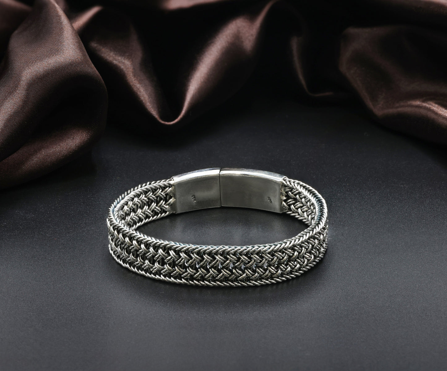 Heritage Weave Antique Silver Men’s Bracelet