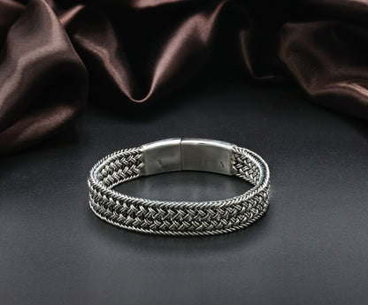 Heritage Weave Antique Silver Men’s Bracelet