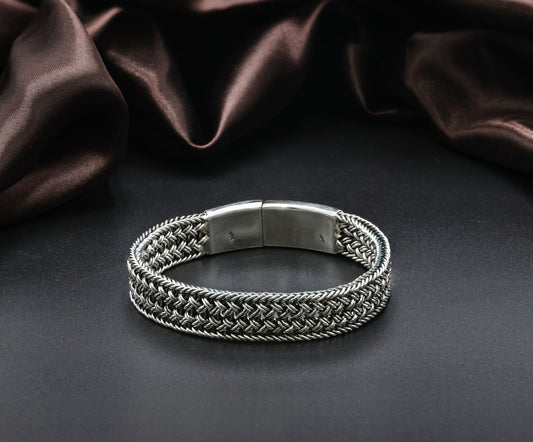 Heritage Weave Antique Silver Men’s Bracelet