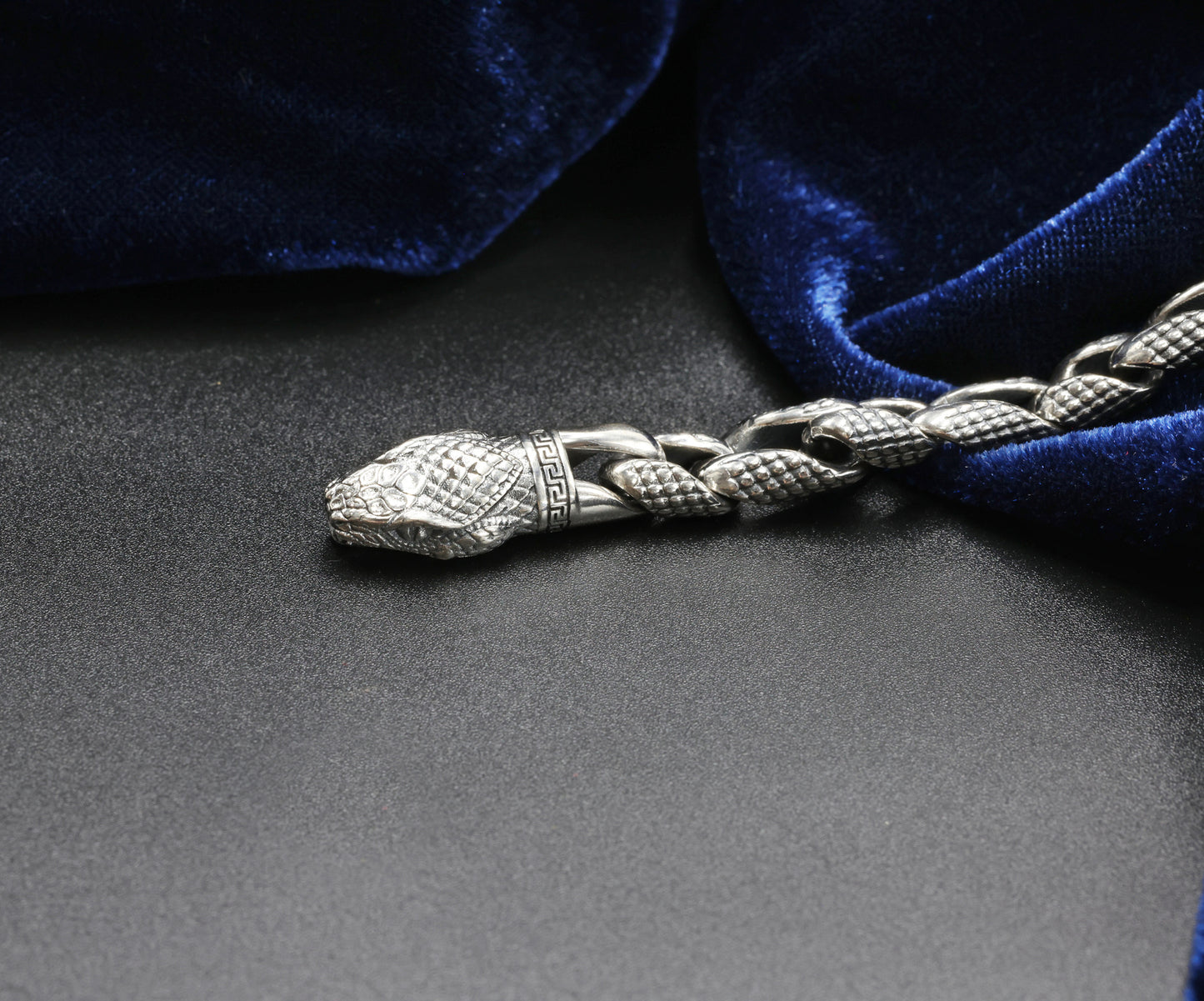 Serpent Crown Antique Silver Men’s Bracelet