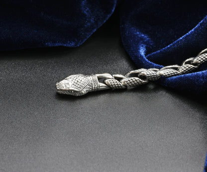 Serpent Crown Antique Silver Men’s Bracelet