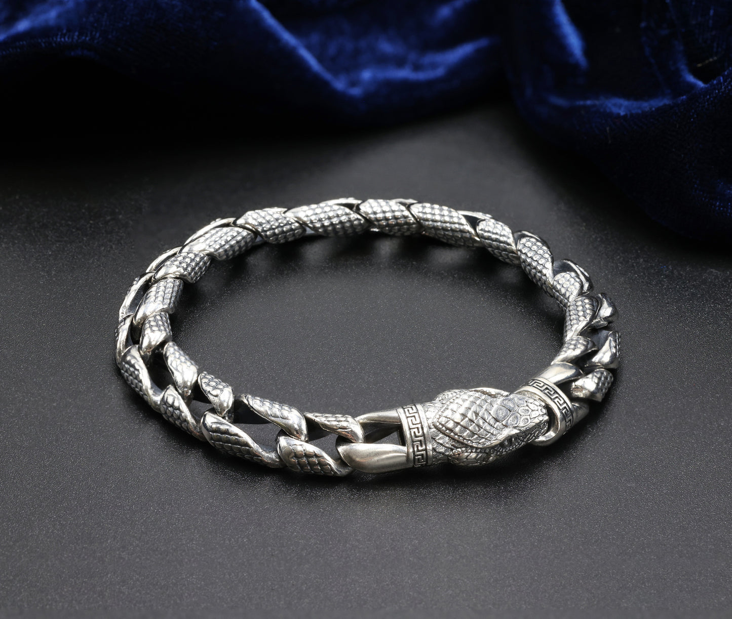 Serpent Crown Antique Silver Men’s Bracelet
