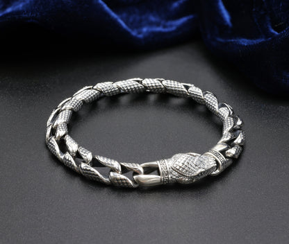 Serpent Crown Antique Silver Men’s Bracelet