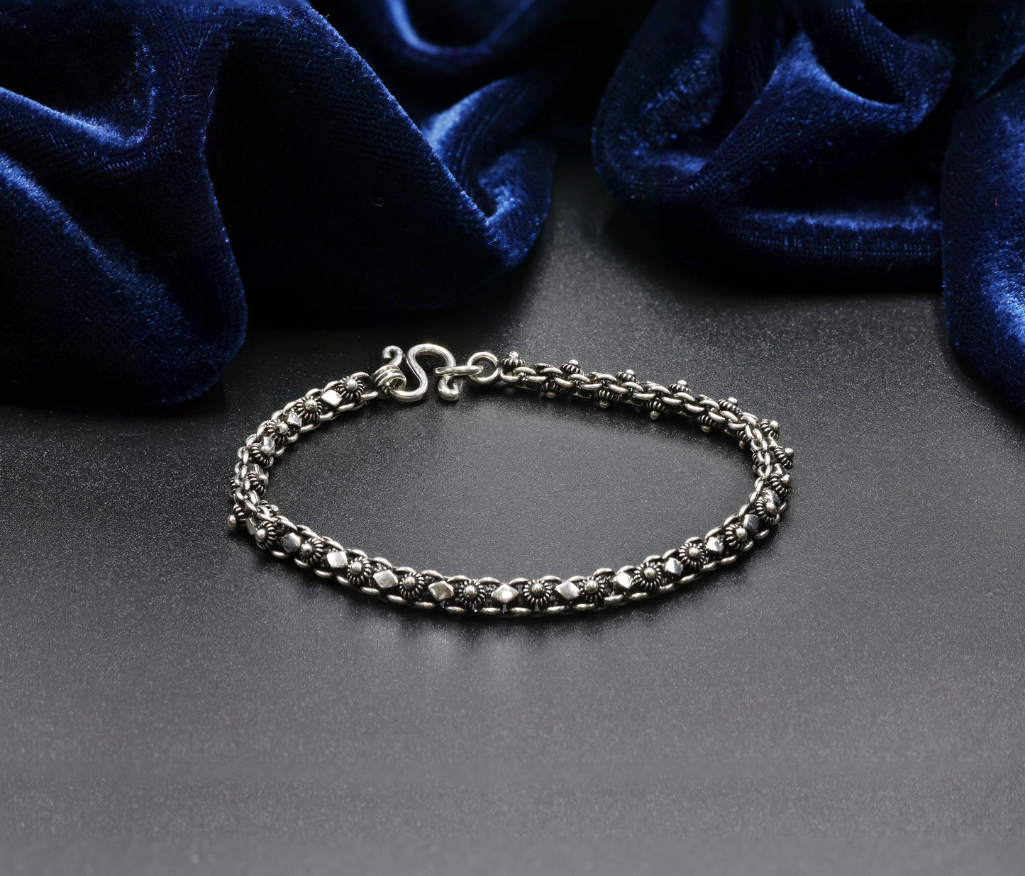 Moonstone Bloom Antique Silver Ladies Bracelet