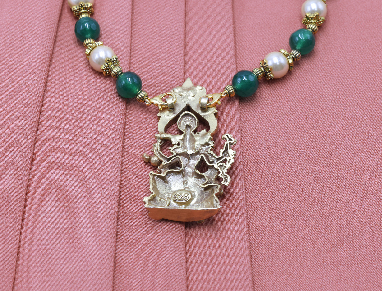 Divine Saraswati Mata Gold Polish Pendant Mala