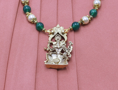 Divine Saraswati Mata Gold Polish Pendant Mala