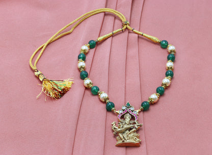 Divine Saraswati Mata Gold Polish Pendant Mala