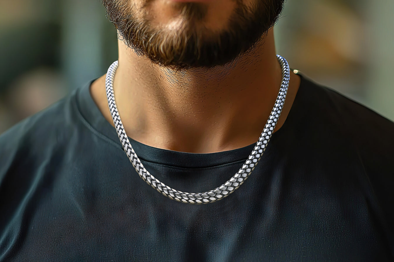 Serpent Weave Antique Silver Chain
