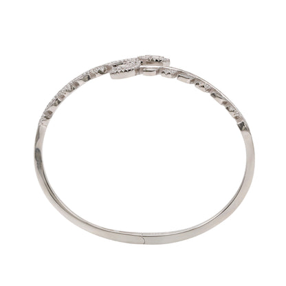 92.5 Hallmark Silver Cubic Zirconia and White Enamel Leaf Bracelet