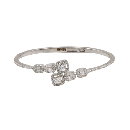 92.5 Hallmark Silver Cubic Zirconia Square and Baguette Bracelet
