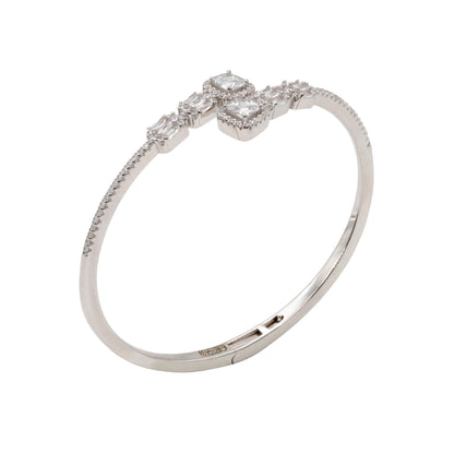 92.5 Hallmark Silver Cubic Zirconia Square and Baguette Bracelet