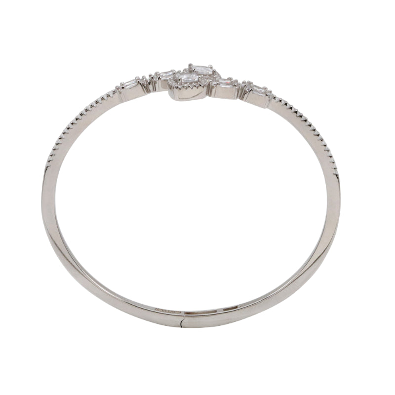 92.5 Hallmark Silver Cubic Zirconia Square and Baguette Bracelet