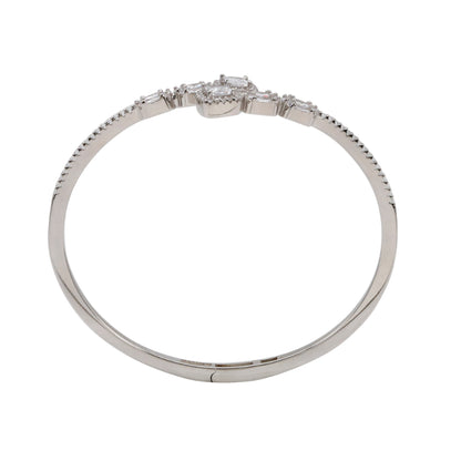 92.5 Hallmark Silver Cubic Zirconia Square and Baguette Bracelet