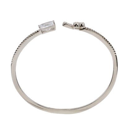 Clover Blossom Sterling Silver & CZ Cuff Bracelet