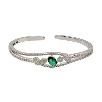 Emerald Whisper Sterling Silver & CZ Bangle