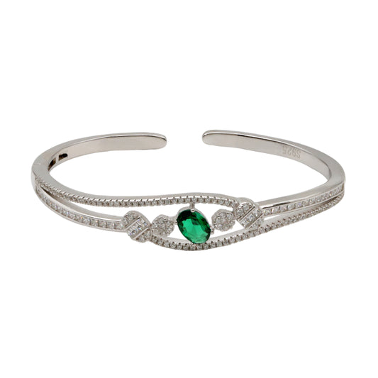 Emerald Whisper Sterling Silver & CZ Bangle