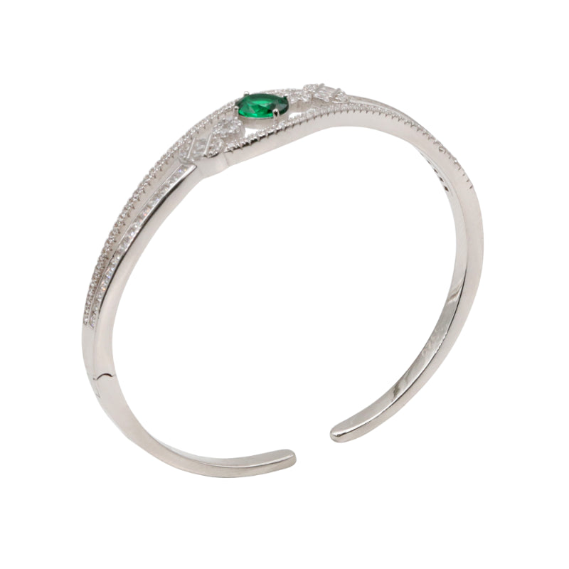 Emerald Whisper Sterling Silver & CZ Bangle