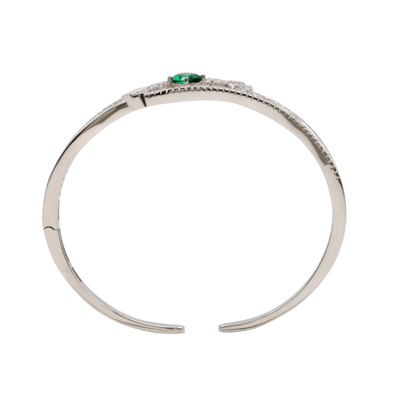 Emerald Whisper Sterling Silver & CZ Bangle