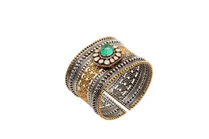 Dual-Tone cuff with pearl accents